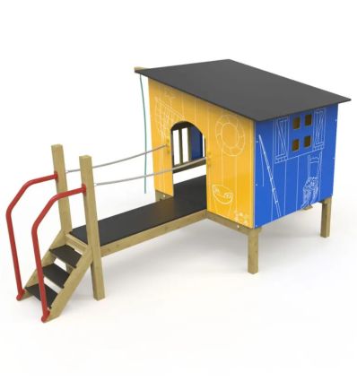 Cabane d'aire de jeu en bois et PEHD Pêcheur pour espaces publics