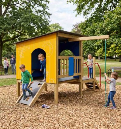 Cabane aire de jeu en bois et PEHD Pêcheur enfant de 2 à 6 ans