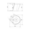 Lave main inox rond angle schéma dimensions