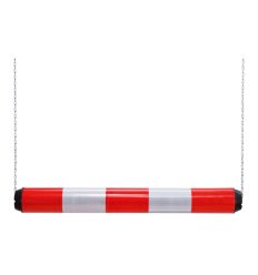 Limiteur de hauteur réfléchissant rouge-blanc suspendu par deux chaînes