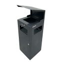 Photo : Poubelle cendrier professionnelle avec toit Gris noir RAL 7021 - 70 L