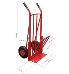 Dimensions du diable 250 kg roues gonflables