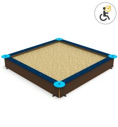 Bac à sable bleu en bois accessible PMR