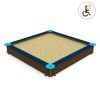 Bac à sable bleu en bois accessible PMR