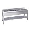 Plonge de travail Inox 2 Bacs 2000x600 mm égouttoir à gauche et à droite