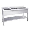 Plonge Inox professionnelle 2 Bacs 1600x600 égouttoir à droite