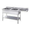 Plonge Inox Lave-vaisselle 2 bacs 1600x700 égouttoir à droite