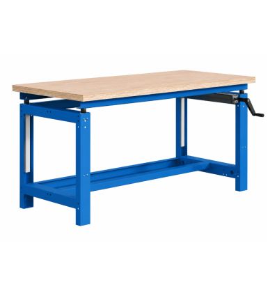 Etabli réglable par manivelle bleu multiplis hêtre