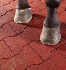 Pavé autobloquant en H en caoutchouc recyclé, idéal pour extérieur d'écurie et compatible avec les chevaux ferrés