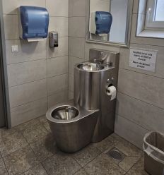 wc inox avec lave-mains démo