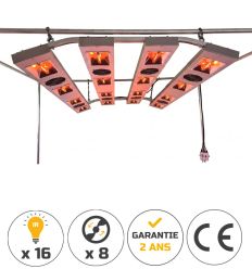 Solarium pour écurie équipé de 16 lampes 150 W et 8 ventilateurs