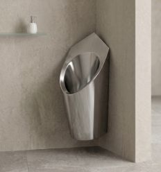 urinoir d'angle inox brillant