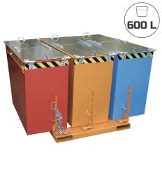 Benne auto basculante de tri chantier - 3 compartiments 600L
