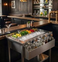 Station cocktail inox premium 100 cm fixe avec étagère démo
