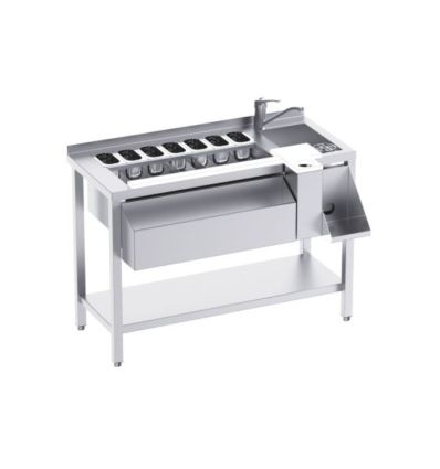 Station cocktail inox premium 120 cm droite avec étagère