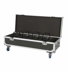 Flight case ouvert avec projecteurs