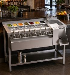 Station cocktail inox premium 120 cm mise en situation
