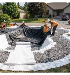 Bassin avec géotextile et géomembrane