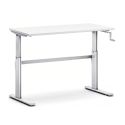 Photo : Établi réglable en hauteur avec manivelle piétement aluminium 160 x 80 cm - Mélaminé résiné - Blanc