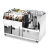 Bar à cocktail mobile inox Premium - 125 cm avec éléments