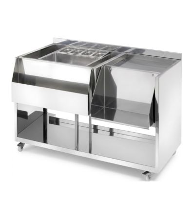 Bar à cocktail mobile inox Premium - 125 cm