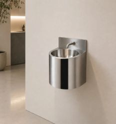 Lave main inox rond modèle antivandalisme mise en situation