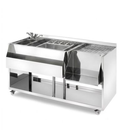 Bar à cocktail mobile inox Premium - 150 cm