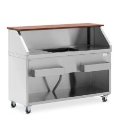 Bar à cocktail mobile inox économique - 150 cm