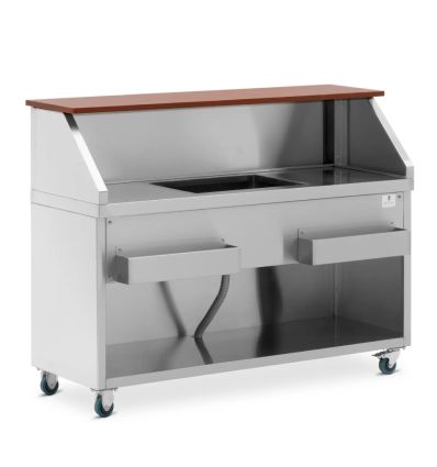 Bar à cocktail mobile inox économique - 150 cm