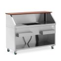 Photo : Bar à cocktail mobile inox Économique - 150 cm