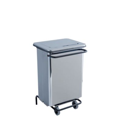 Poubelle HACCP en inox sur roulettes 70 L