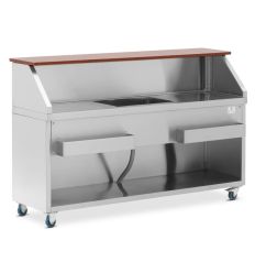 Bar à cocktail mobile inox Eco - 180 cm