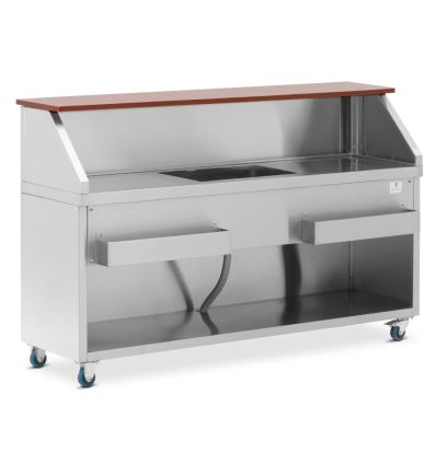 Bar à cocktail mobile inox Eco - 180 cm