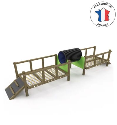 Parcours d'obstacles avec tunnel pour aire de jeux pour enfants