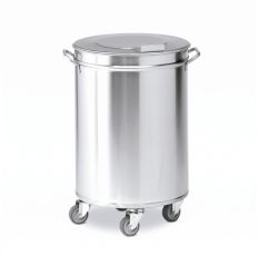 Poubelle inox sur roulettes 50l