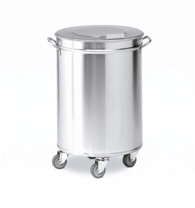 Poubelle inox sur roulettes 50l
