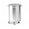 Poubelle inox sur roulettes 50l
