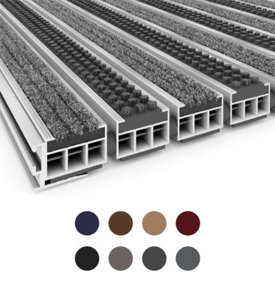 Tapis d'accueil hybride textile et brosse