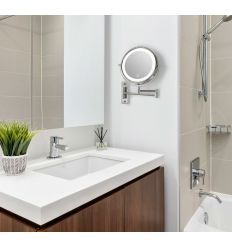 miroir grossissant avec bras extensible chrome LED intégrés