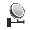 Miroir grossissant hôtel LED avec bras extensible noir