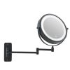Miroir grossissant hôtel LED avec bras extensible noir