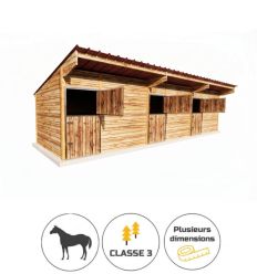 Boxes chevaux en ligne de 3 - toit couleur rouge brique