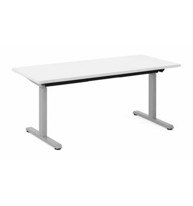 Etabli réglable électrique - Piétement gris clair - Plateau blanc