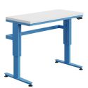 Photo : Établi ergonomique charge 300 kg piétement en T Bleu (RAL 5015) - Stratifié 30 mm - 650 mm - 695 mm