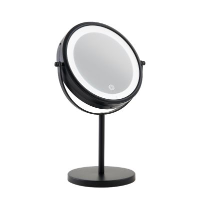 miroir 2 faces sur pied avec LED noir