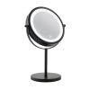 miroir 2 faces sur pied avec LED noir