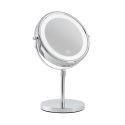 Photo : Miroir grossissant hôtel chrome sur pied LED intégré