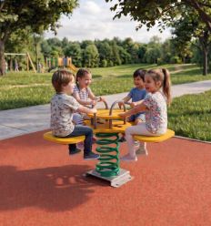 Jeu sur ressort trèfles 4 places jaune mise en situation