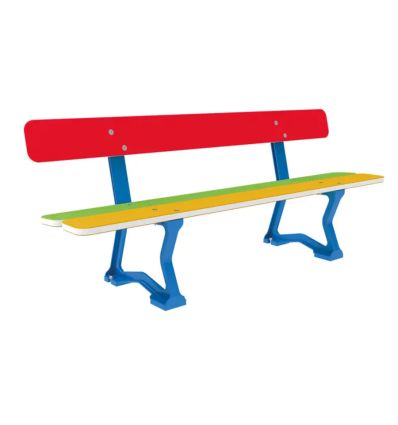 Banc extérieur en PEHD et acier pour cour d'école