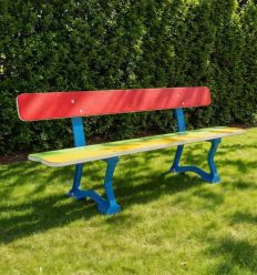 Banc extérieur en PEHD et acier d'école